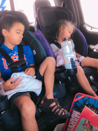 Kids sleeping in car